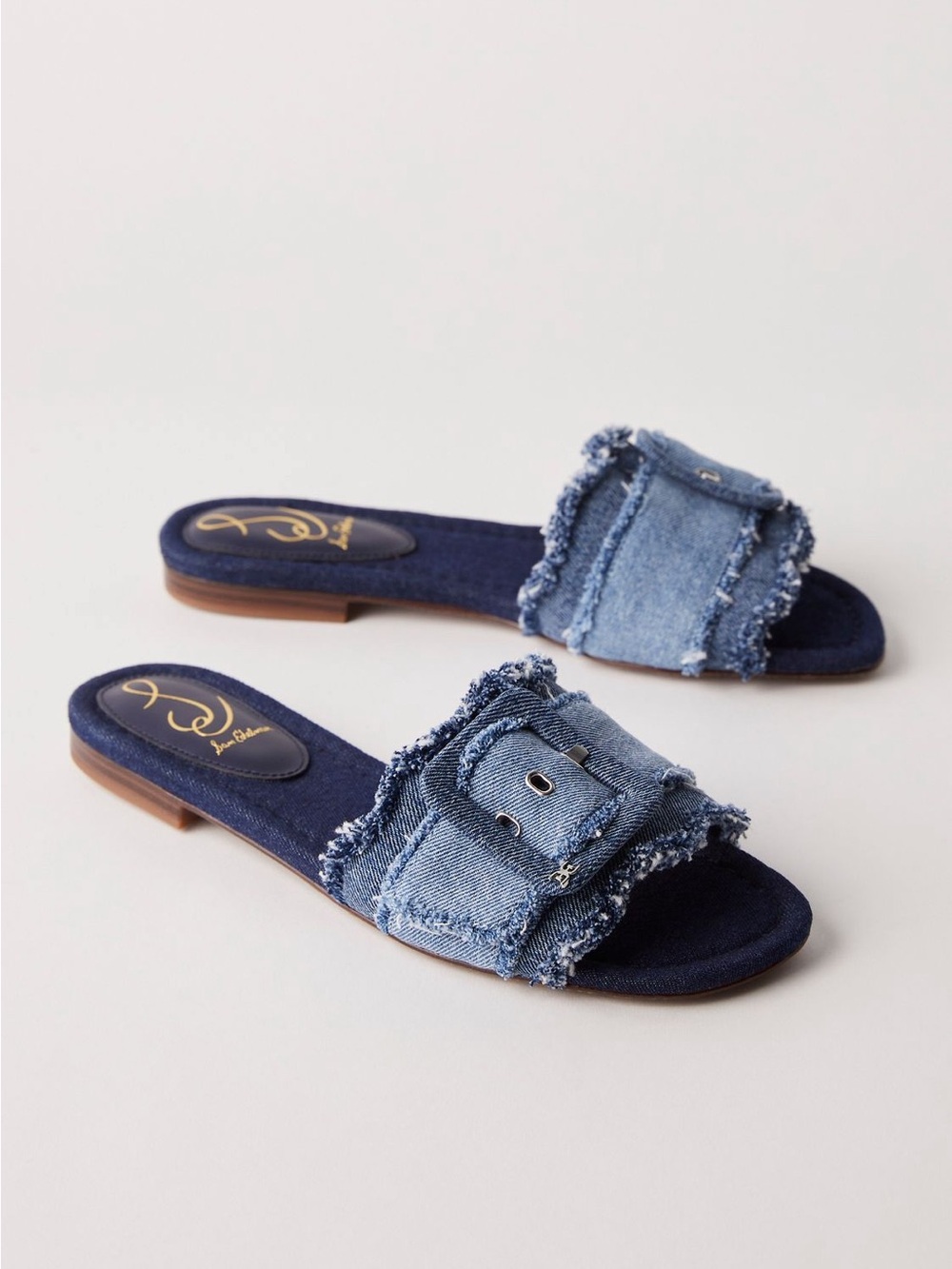 Sam Edelman Bambi Fray Slide Sandal, color: blue multi twill - Picture 2 of 11